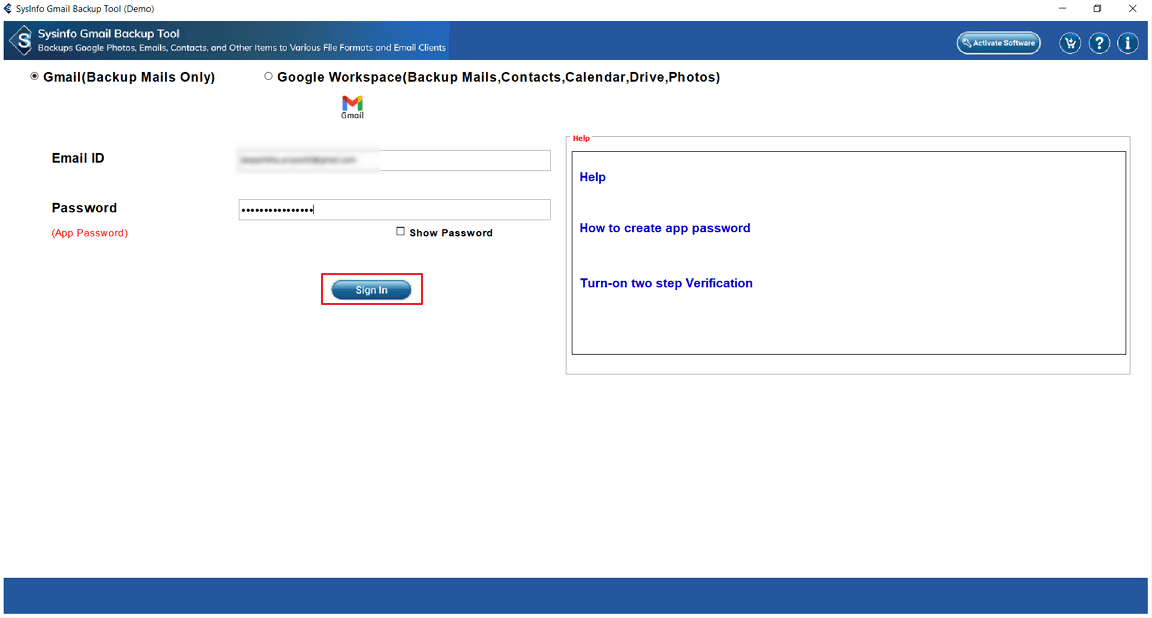 Sign in with your Gmail ID