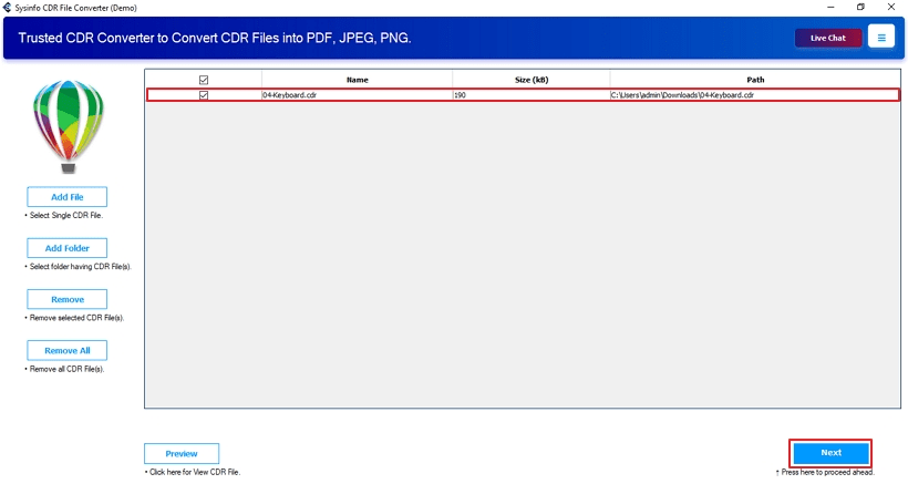 Add the CDR file