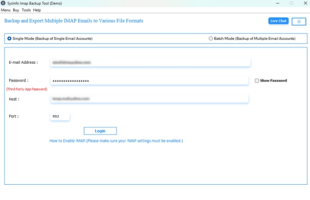 Launch the IMAP Mail Migration Tool