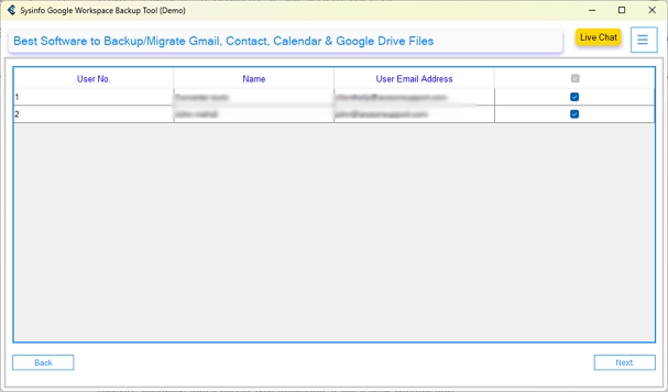 Choose the user mailboxes then click Next