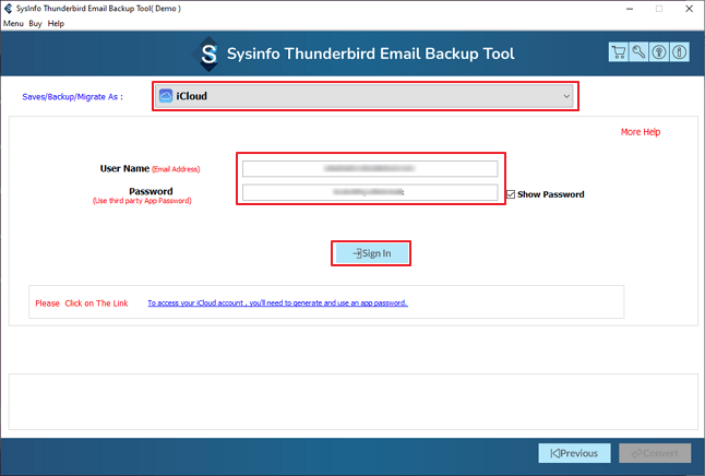Choose iCloud then Sign in with credentials.
