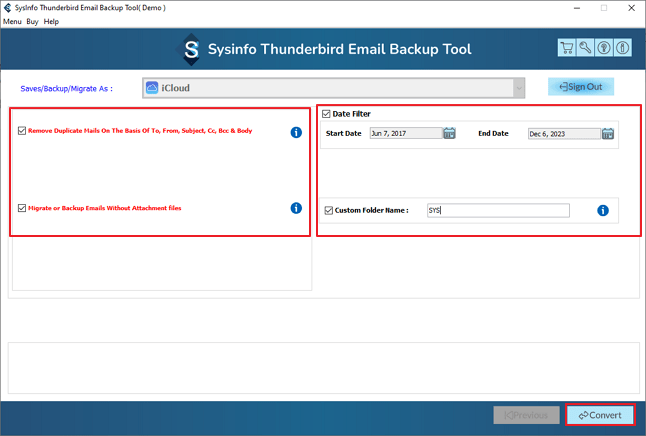 Apply filters and click Convert
