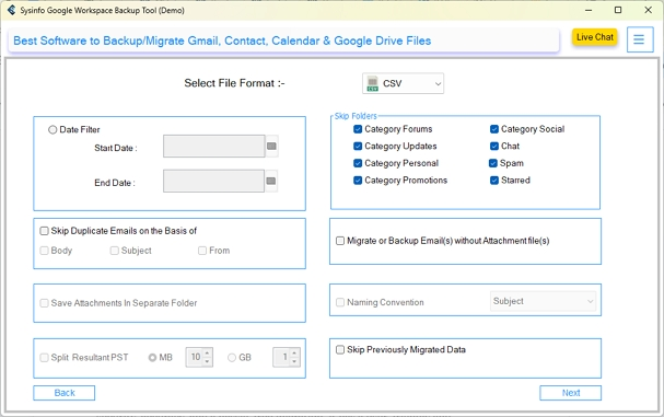 Choose CSV and apply filters