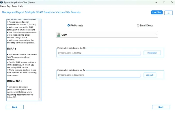 Choose CSV then pick a destination