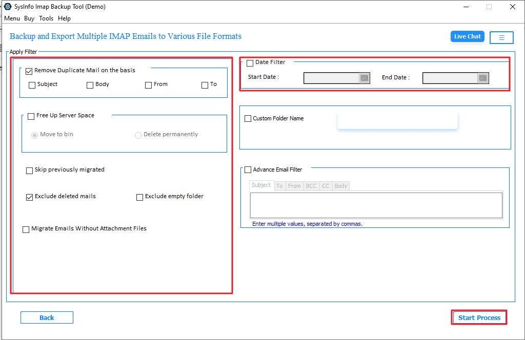 Click Start Process to start the migration