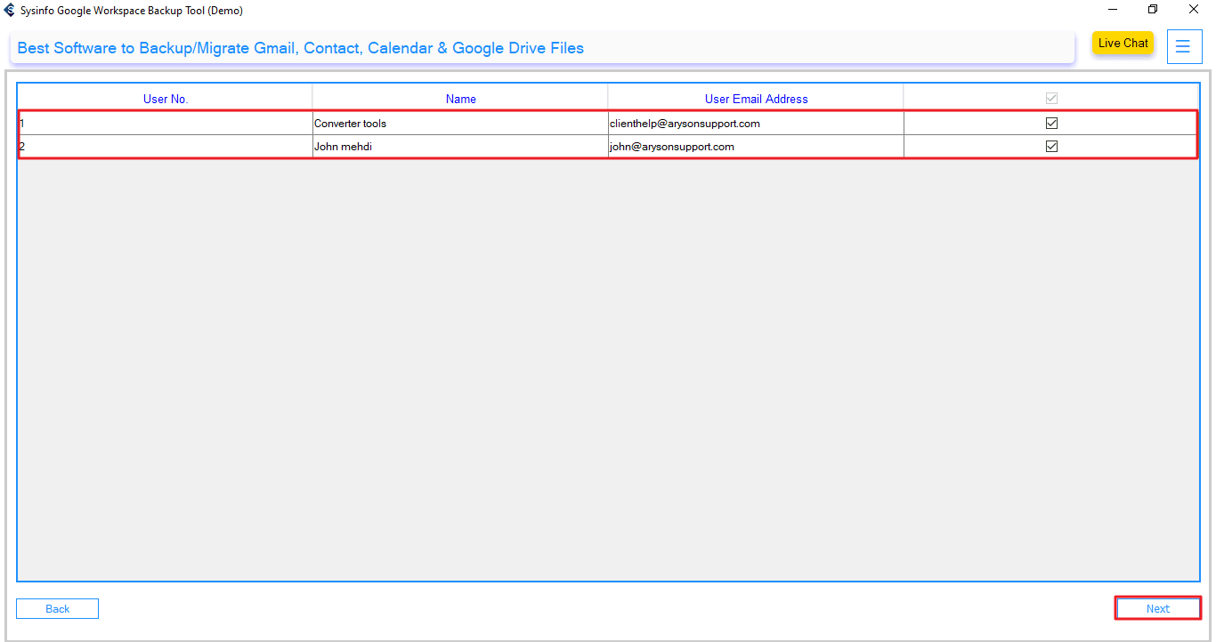 Select your desired account then click next