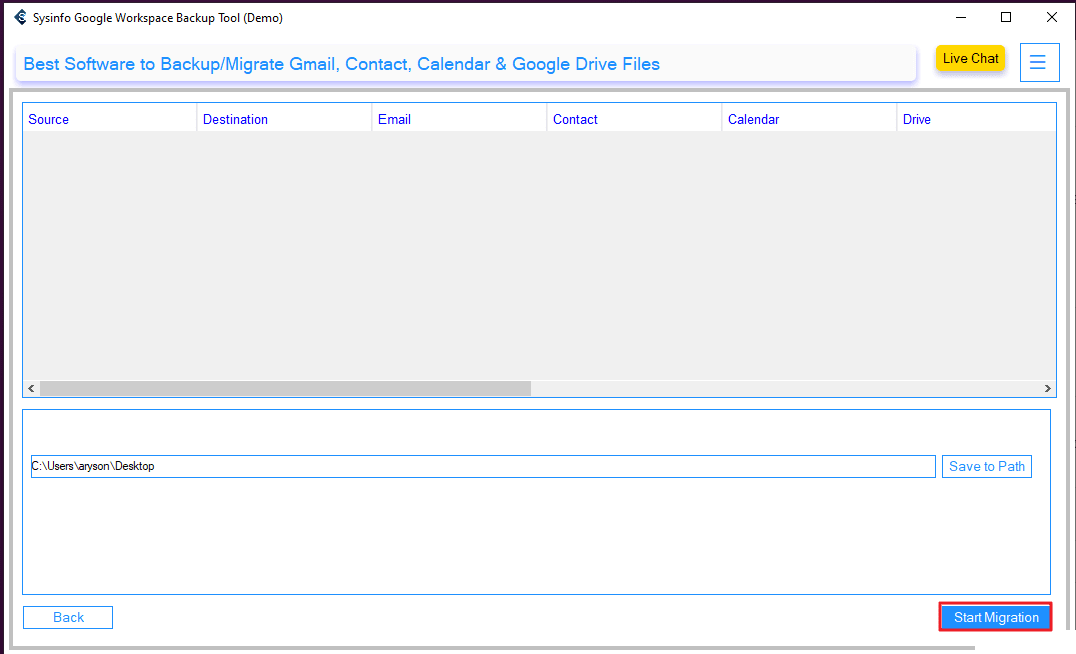 Click on Start Migration