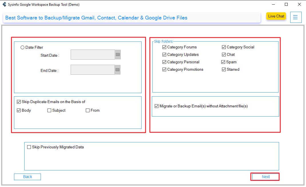 Apply the desired advanced filters