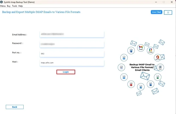 Enter your Zoho Mail credentials