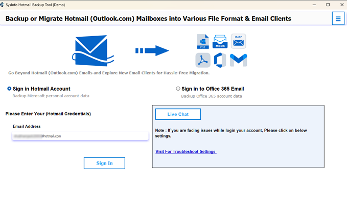 Export Hotmail emails to PDF