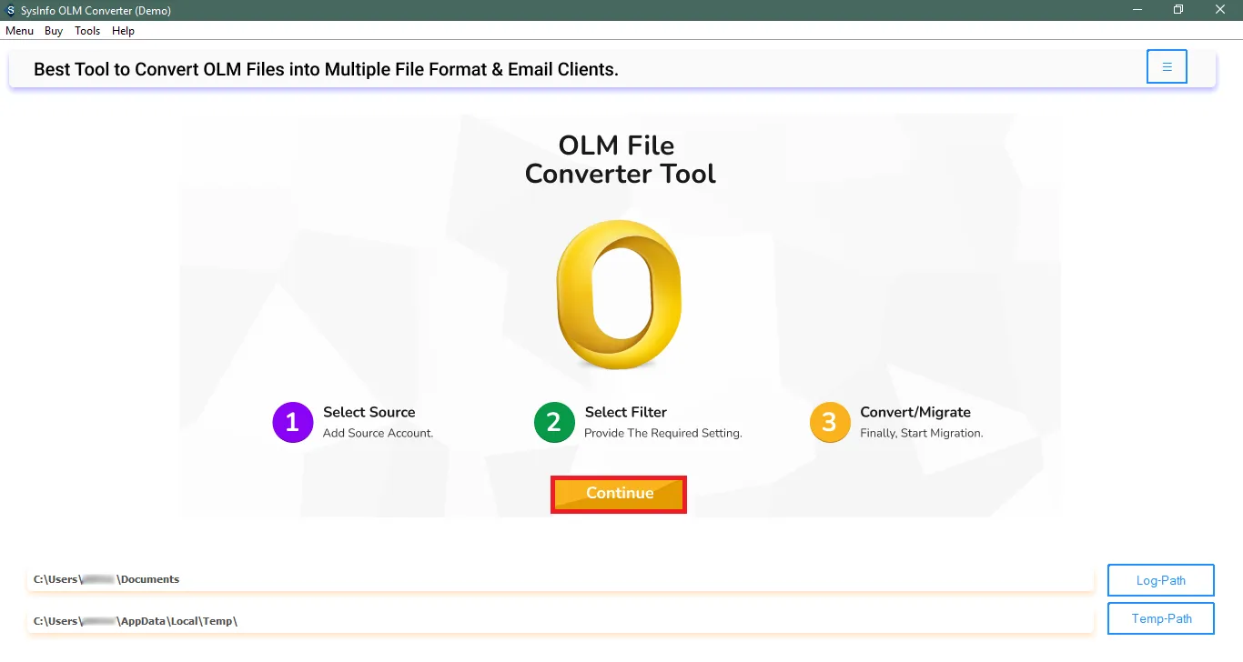 Launch the OLM File Converter
