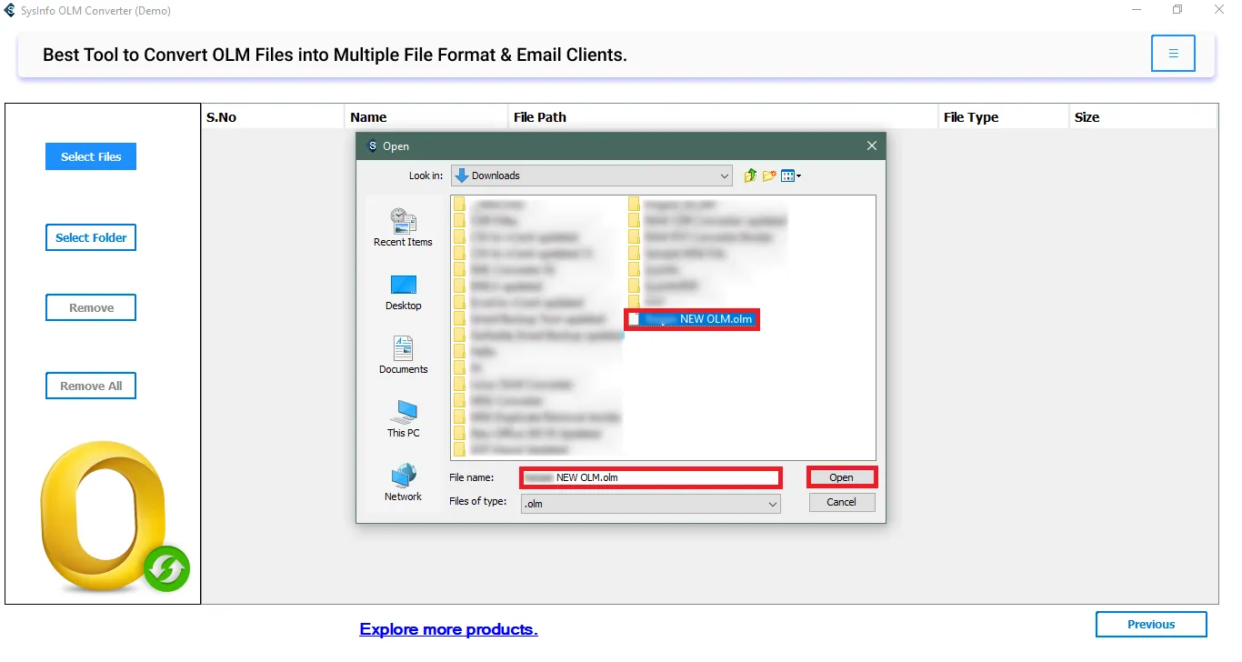 Import all your OLM files