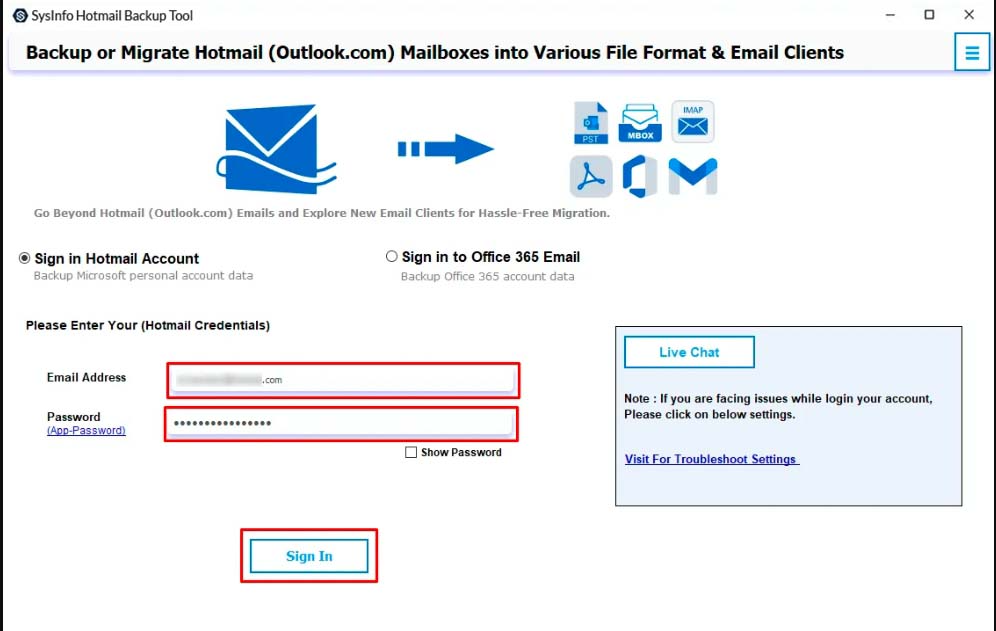 Enter the credentials