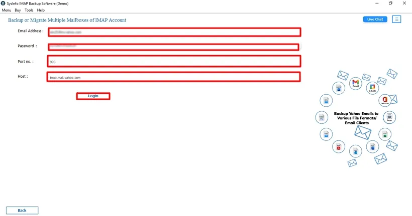 Pick IMAP and enter AOL credentials