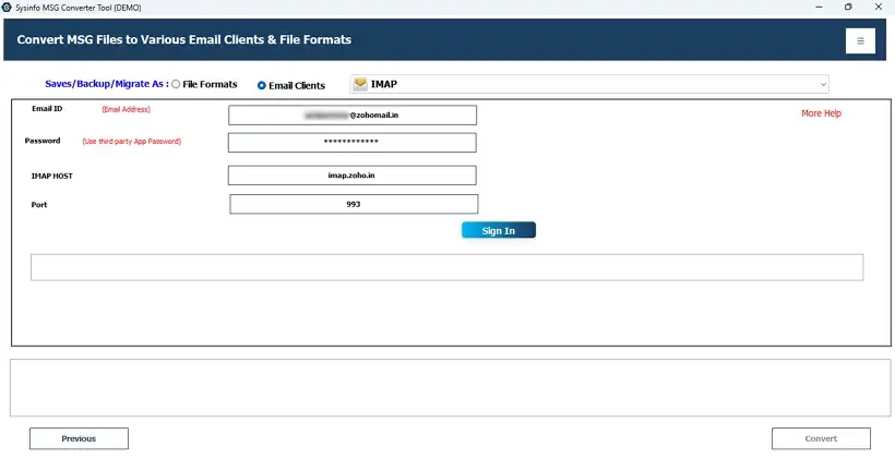 Select IMAP from email clients