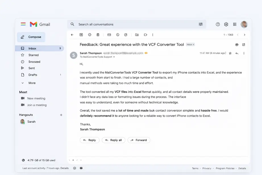 Export iPhone contacts to Excel User Feedback
