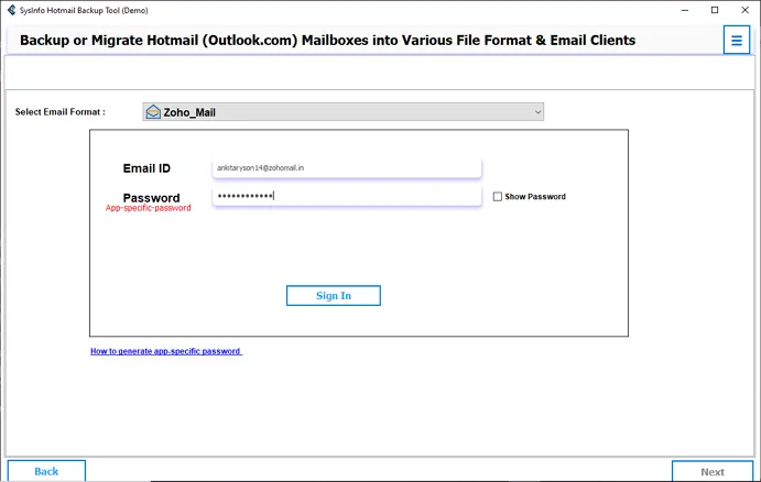 Select the Zoho Mail option