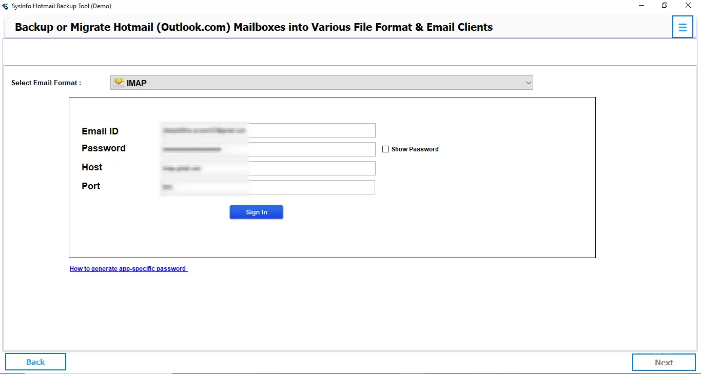 Select IMAP and sign in