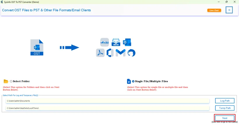 Launch the OST to DOC Converter Tool