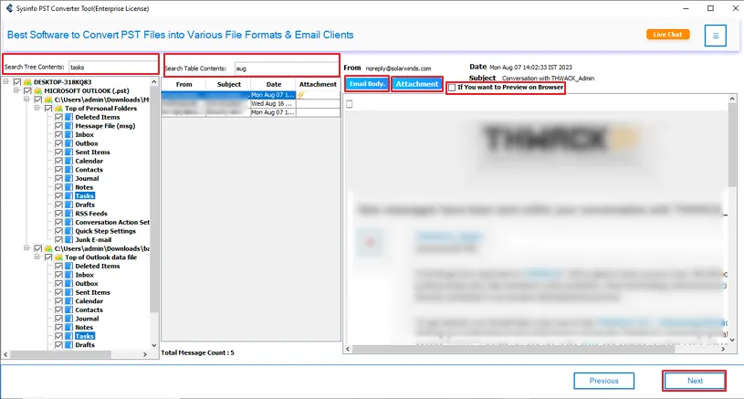 Expand the tree structure to preview