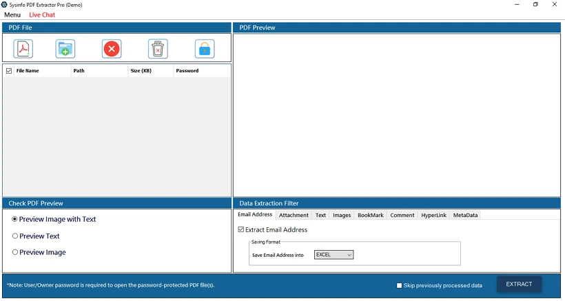 Extract Email Addresses from PDF step 1