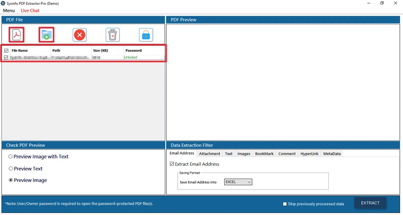 Extract Email Addresses from PDF step 2