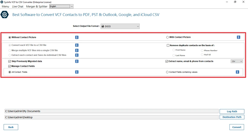 Convert VCF to Word step 4
