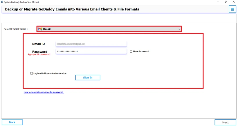 Transfer Email from GoDaddy to Gmail step 3