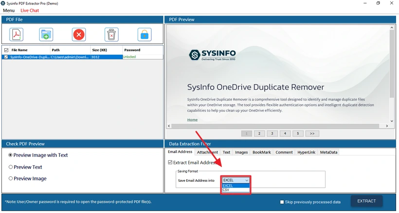 Extract Email Addresses from PDF step 5