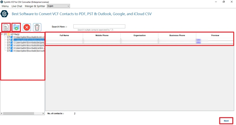 Convert VCF to Word step 2