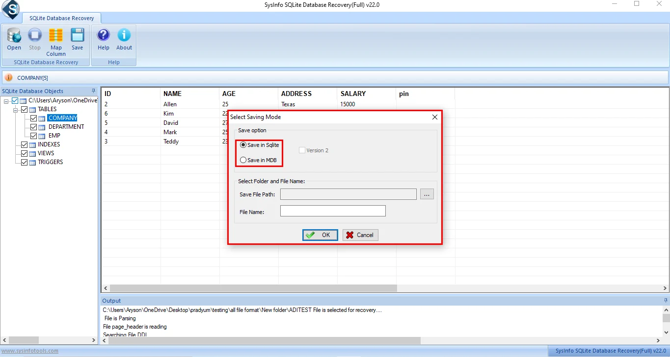 Convert the SQLite database into an Access file