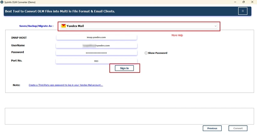 Import OLM to Yandex
 step 4
