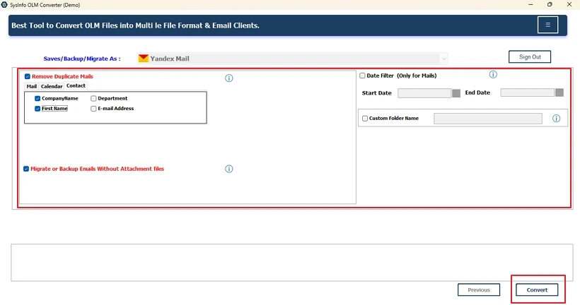 Import OLM to Yandex
 step 5