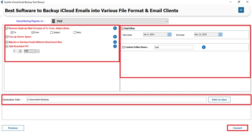 Export iCloud Emails to Outlook
step 5