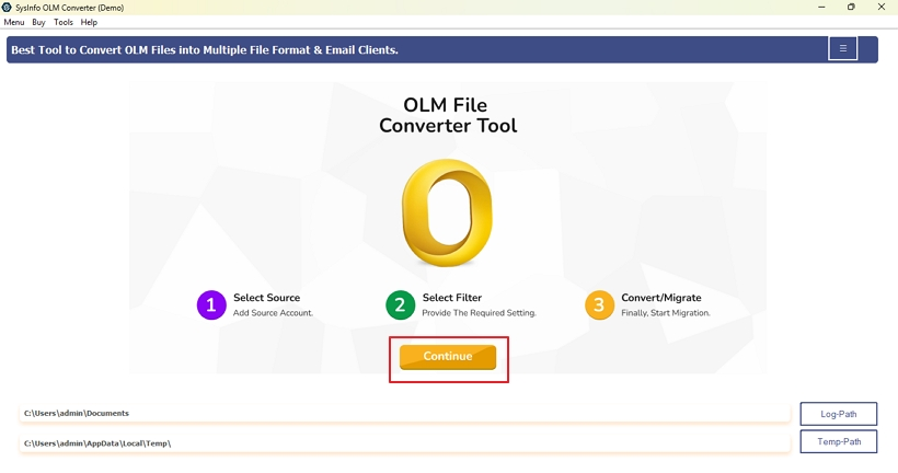 Convert OLM File to DOC
 step 1