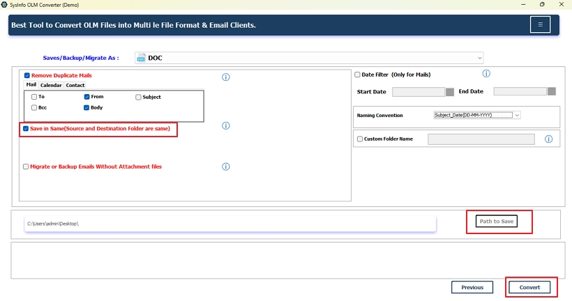 Convert OLM File to DOC
 step 5