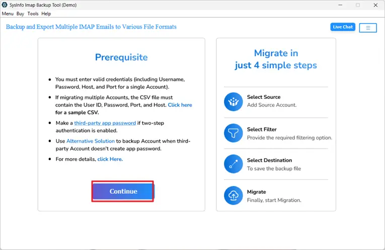 Migrate Kerio Connect to New Server
step 1