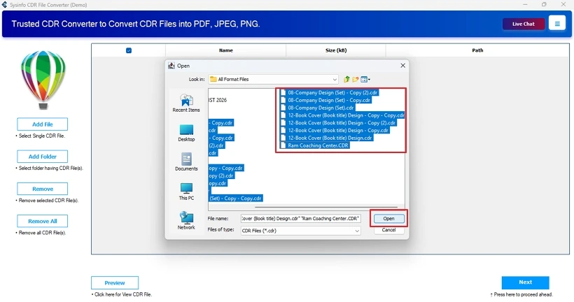 Convert CDR to TIFF
 step 2