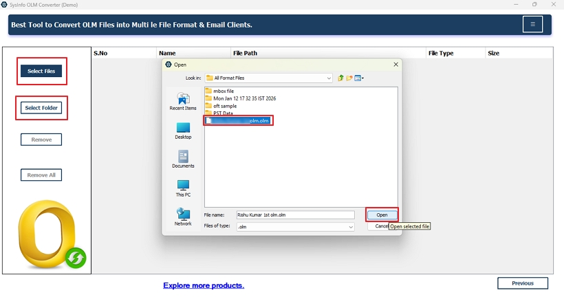 Convert OLM File to DOC
 step 2