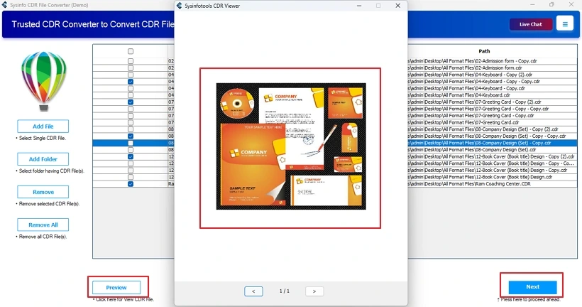 Convert CDR to TIFF
 step 3