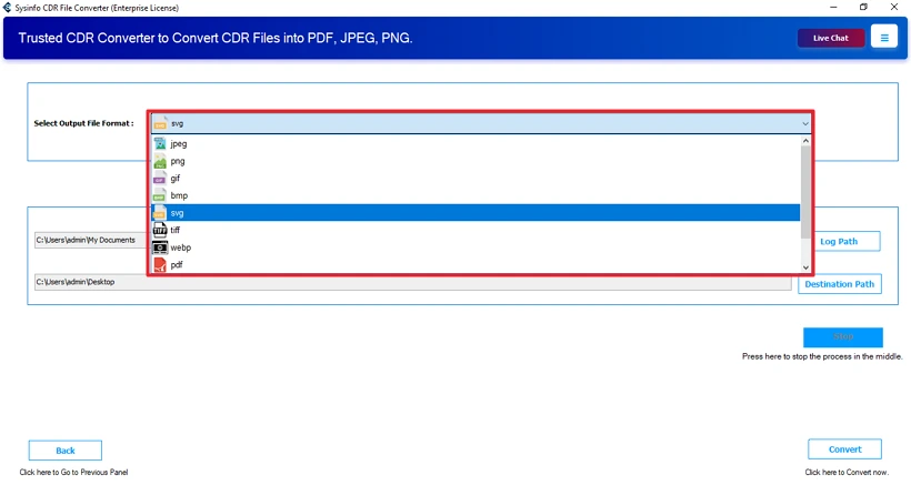Convert CDR to SVG
 step 3