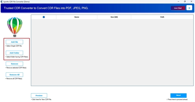 Convert CDR to TIFF
 step 1
