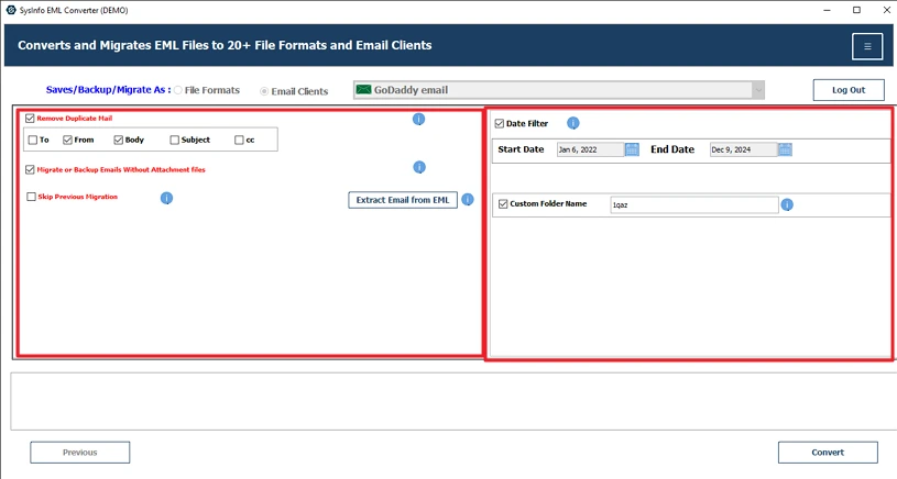 Import EML Files to GoDaddy
 step 5