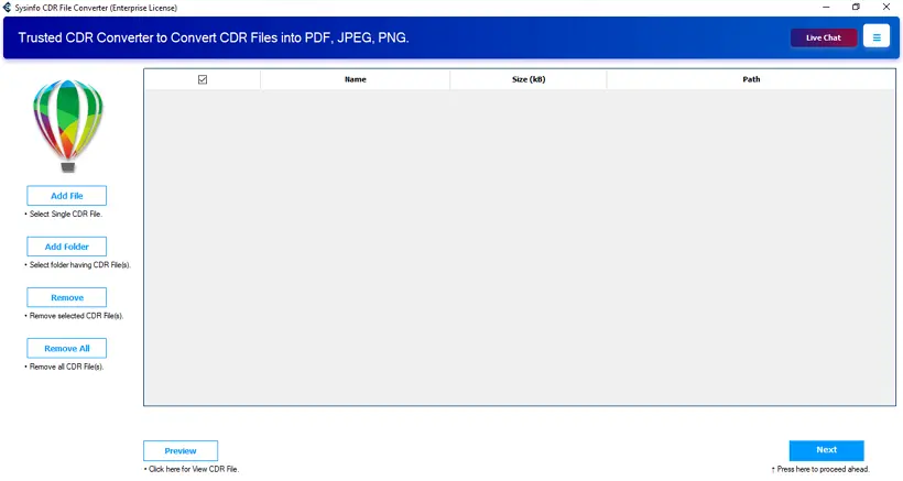 Convert CDR file to JPG
step 1