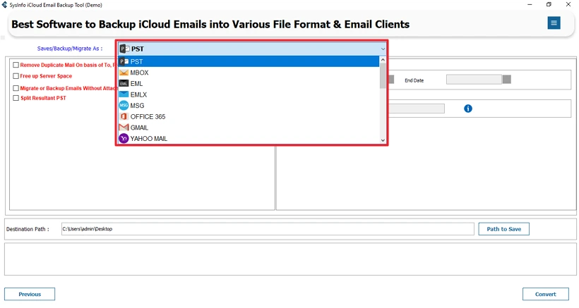 Export iCloud Emails to Outlook
step 4