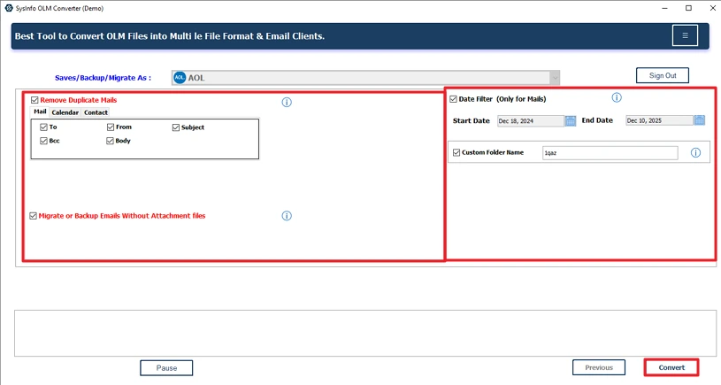 Import OLM to AOL Mail
step 5