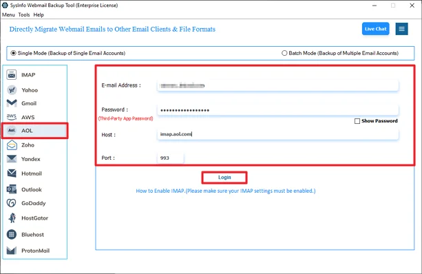 Download the tool and log in with AOL credentials.
