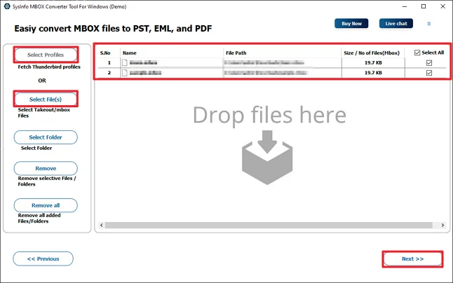 Then, add your MBOX file or load your profile.