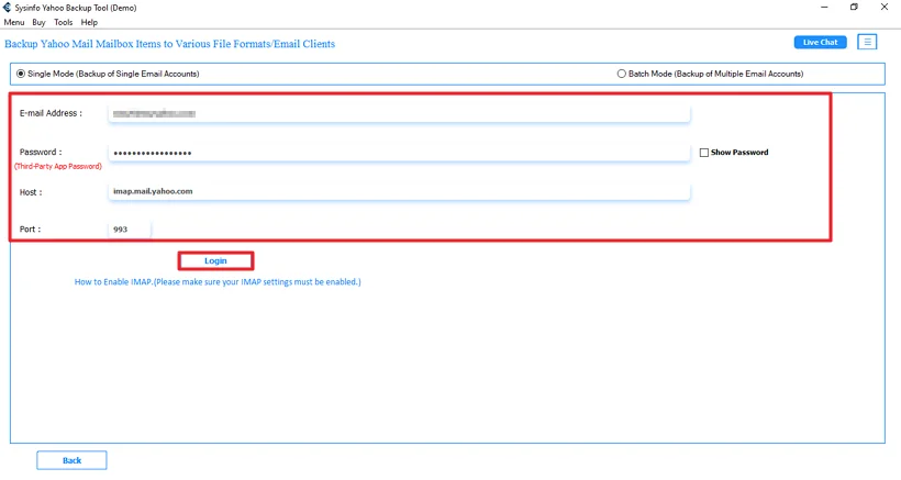 Then, log in with Yahoo credentials.