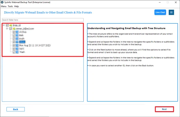 Then expand the tree, select the files, and click Next.
